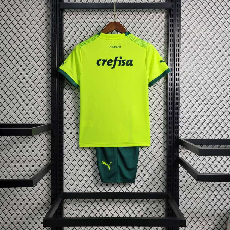 Kit Infantil Nova Camisa + Shorts do Palmeiras Verde Fluorescente - 2023/24