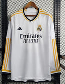 Camisa manga longa Real Madrid I 2023/24 - Torcedor Adidas Masculina - Branco [FRETE GRÁTIS]